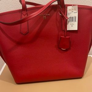 MICHAELS KORS RED LEATHER HANDBAG